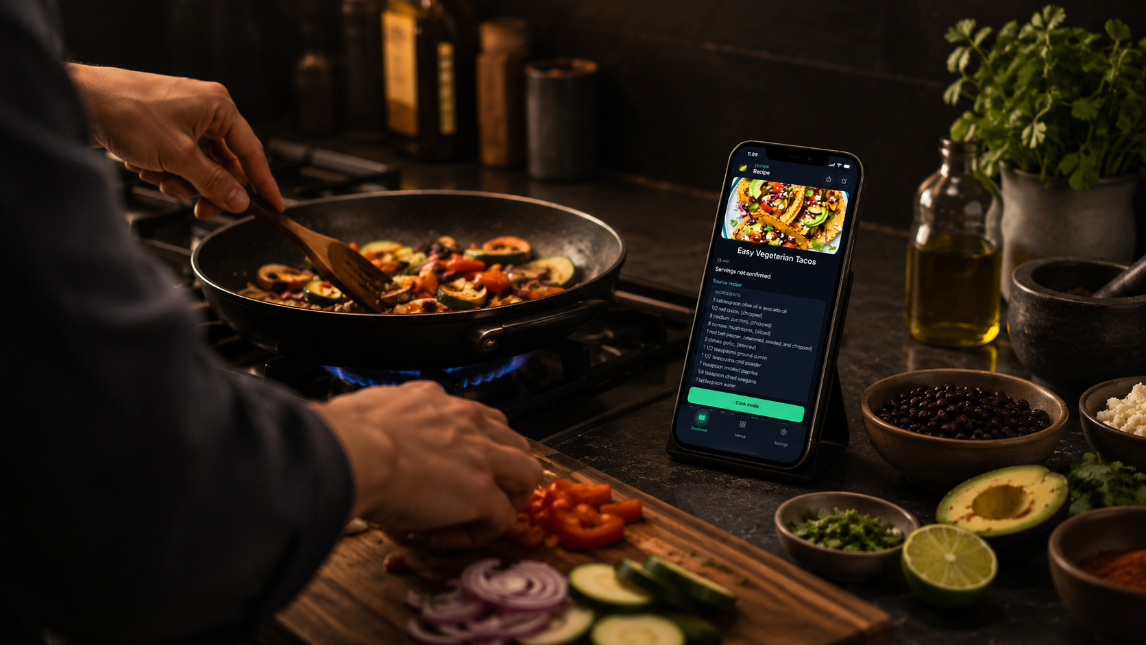 Zester recipe app shown on a phone with recipe library step-by-step and cooking guidance